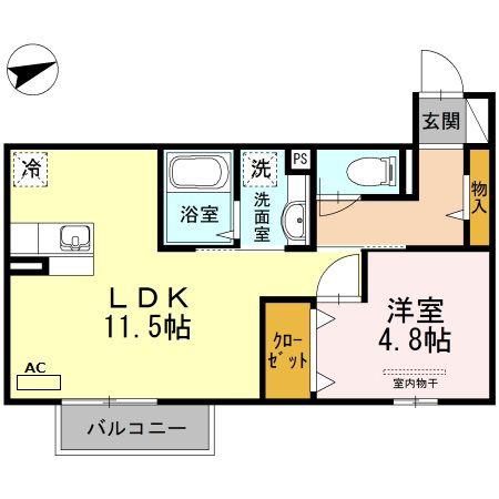 OASIS(1LDK/2階)の間取り写真