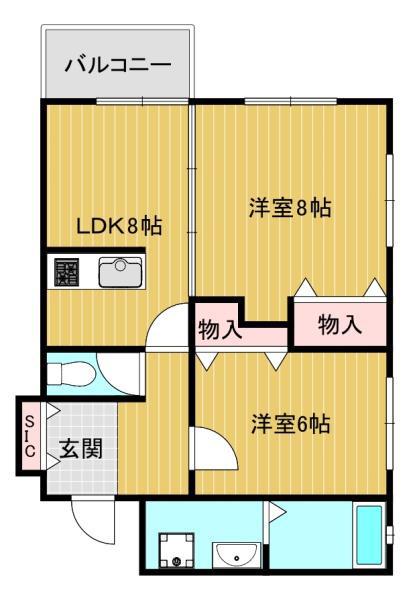 STムアナ(2LDK/6階)の間取り写真