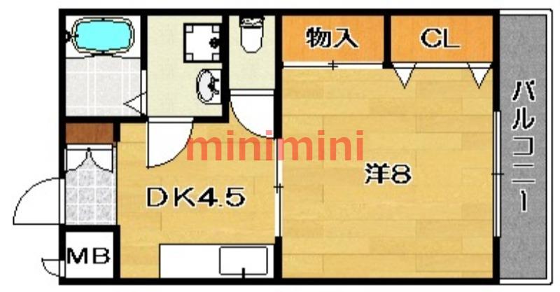 シティライフ上本町(1DK/1階)の間取り写真