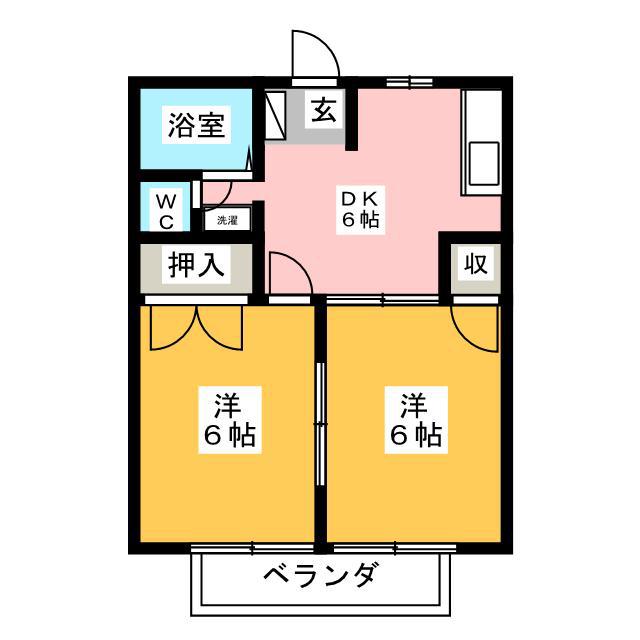 シティハイツ天王B(2DK/2階)の間取り写真