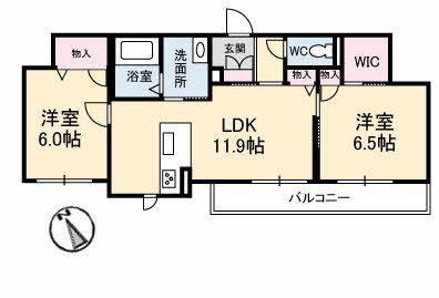 グランフリー庚午北(2LDK/2階)の間取り写真