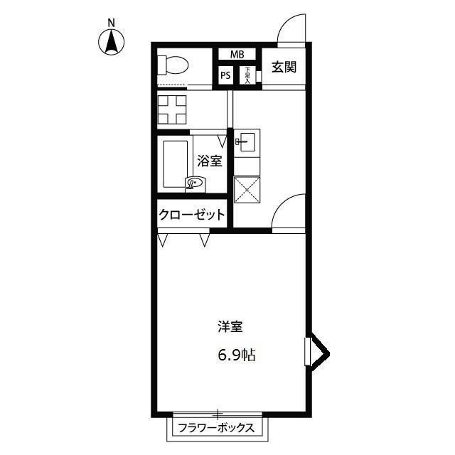 アムールワイエス(1K/1階)の間取り写真