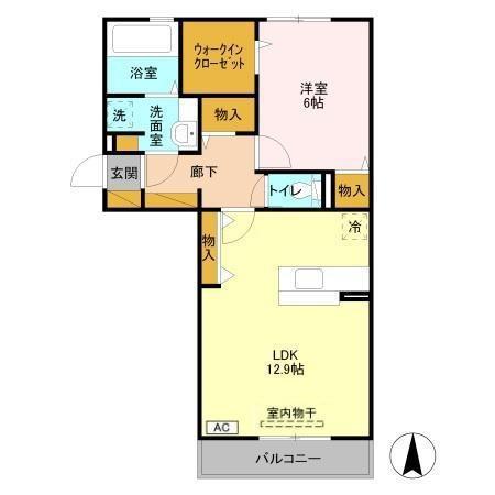 ラフィネフィオーレ(1LDK/3階)の間取り写真