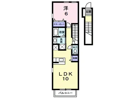 プラシード・II(1LDK/2階)の間取り写真