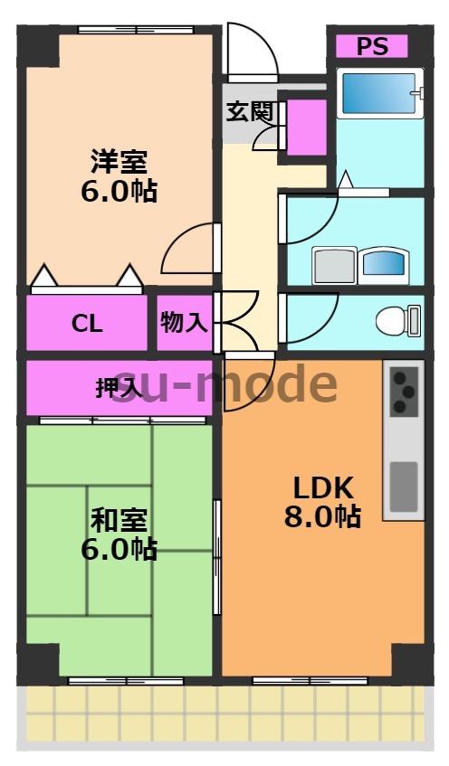 アメニティ駅前(2LDK/2階)の間取り写真