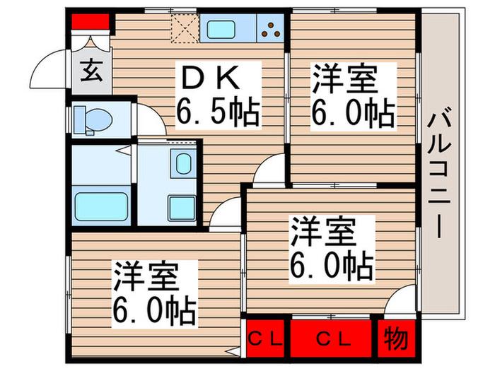 ビレッジイトウC(3DK/2階)の間取り写真
