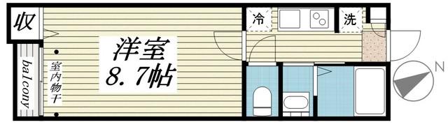 パステル(1K/2階)の間取り写真