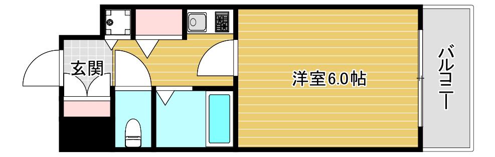 リーガル弁天町(1K/6階)の間取り写真