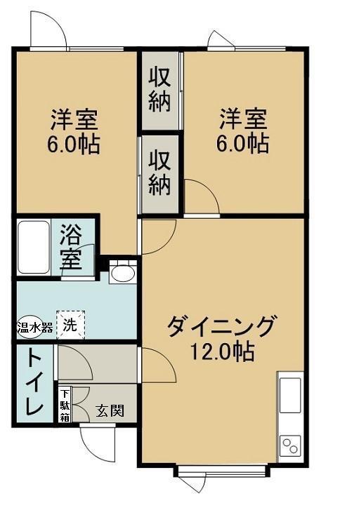 B-フラワー(2DK/1階)の間取り写真