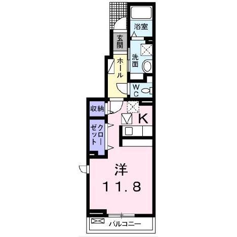ハピネス 縁 II(1K/1階)の間取り写真