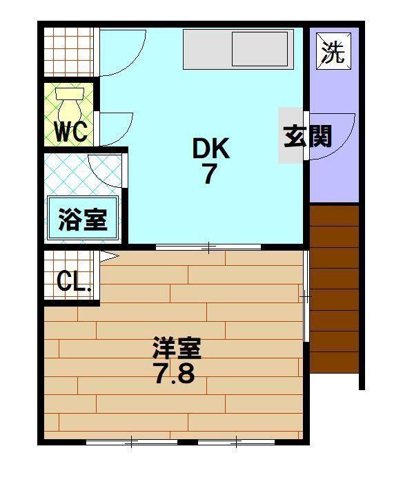 栄能ビル(1DK/2階)の間取り写真