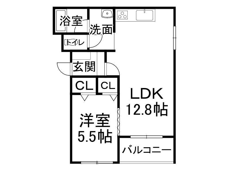 リヴウェルIII(1DK/3階)の間取り写真