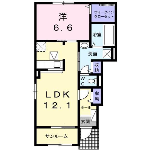 サルヴィア サンシャインS(1LDK/1階)の間取り写真