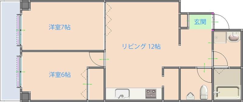 東洋ハイツ(2LDK/3階)の間取り写真