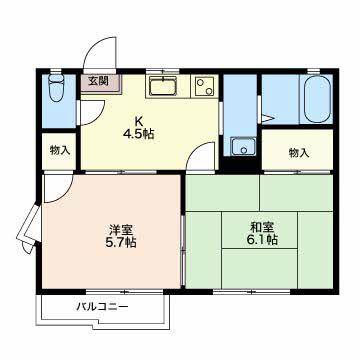 エラク109(2K/2階)の間取り写真