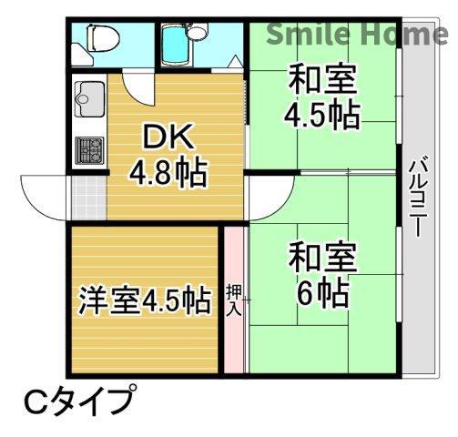 リアライズ玉出(3DK/6階)の間取り写真