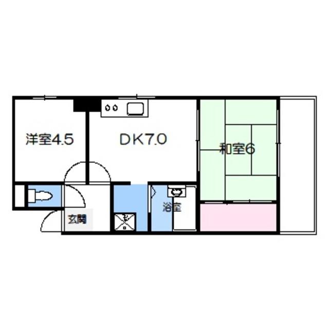 メゾンサンライズ(2DK/4階)の間取り写真