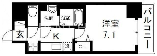 プリムール新深江(1K/4階)の間取り写真