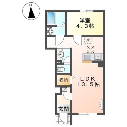 リバーヒルズ大津町 1LDK2LDK(1LDK/1階)の間取り写真