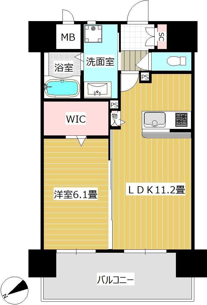 フェリス久留米シティ(1LDK/12階)の間取り写真
