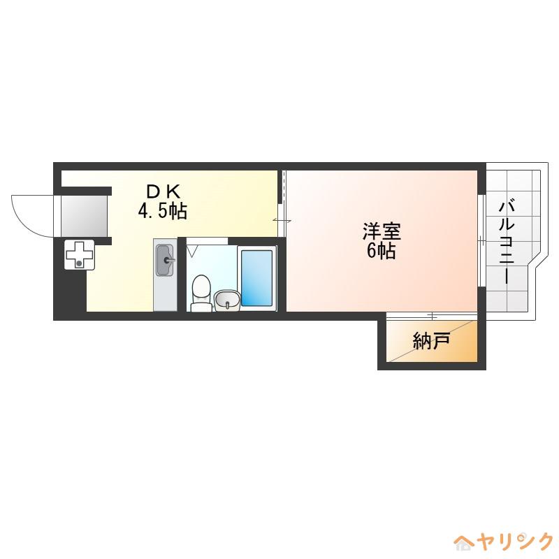 CASA NOAH名東(1DK/4階)の間取り写真