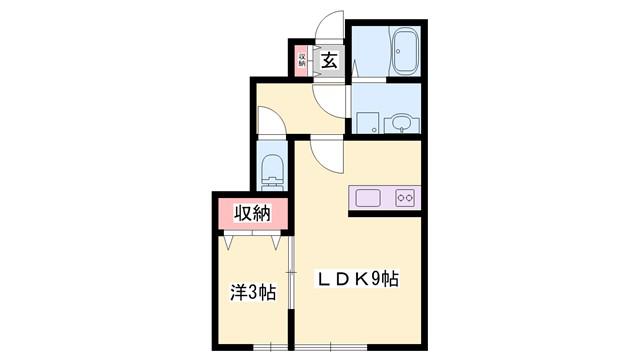 モスフロックス野村(1LDK/1階)の間取り写真