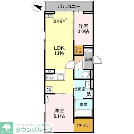 八潮南部西62街区PJ B(2LDK/3階)の間取り写真