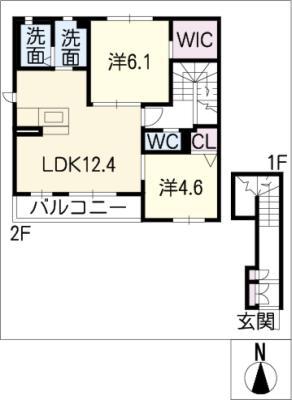 クレール輝(2LDK/2階)の間取り写真