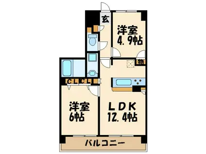 メルヴェーユ調布(2LDK/2階)の間取り写真