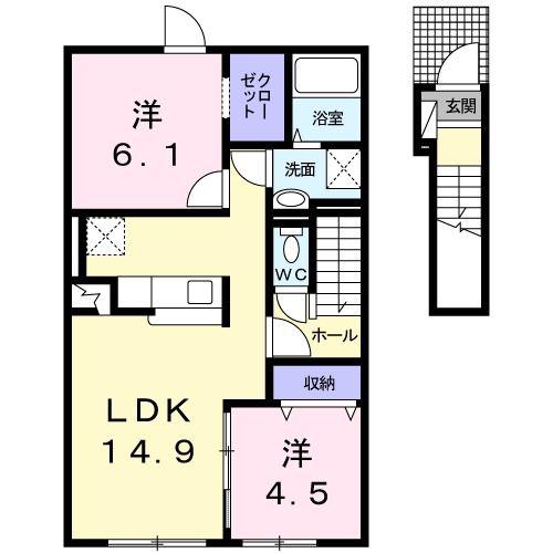 エシャロット(2LDK/2階)の間取り写真