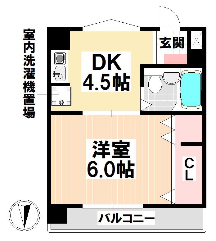 キャッスルミニ松園(1DK/4階)の間取り写真