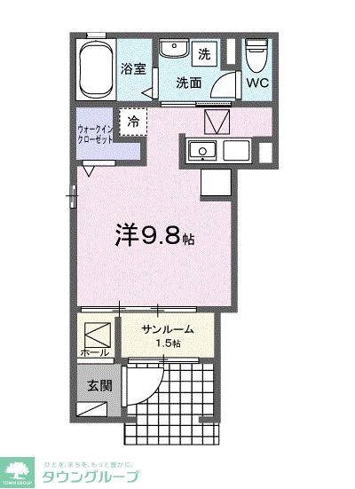 フローラ16(ワンルーム/1階)の間取り写真