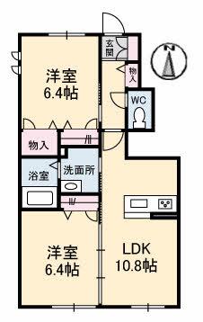 シャーメゾン ラ・フレーズ(2LDK/1階)の間取り写真