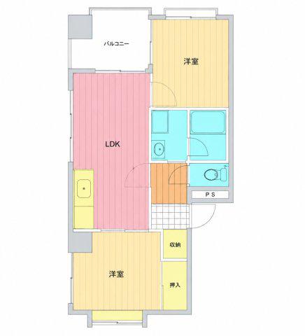 大手町第一ハイツ(2LDK/4階)の間取り写真