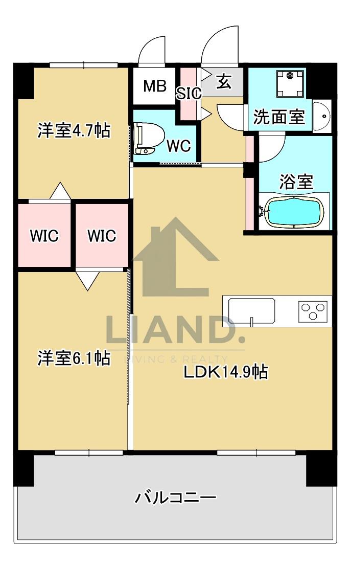 ARISTA箱崎(2LDK/7階)の間取り写真