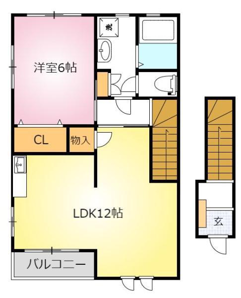 小野ハイツ2号棟(1LDK/2階)の間取り写真