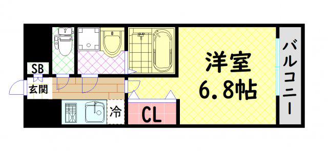 レジュールアッシュ九条(1K/2階)の間取り写真