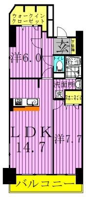 ロイヤルパークスリバーサイド(2LDK/6階)の間取り写真