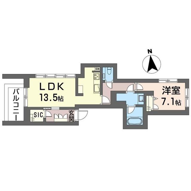 オーギュスト ソレイユ(1LDK/2階)の間取り写真