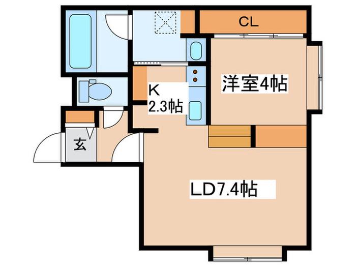 ＪＲ札沼線 新川駅(北海道) 徒歩3分 4階建 築5年(1LDK/4階)の間取り写真
