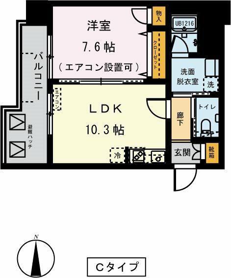 ドムス常盤(1LDK/10階)の間取り写真