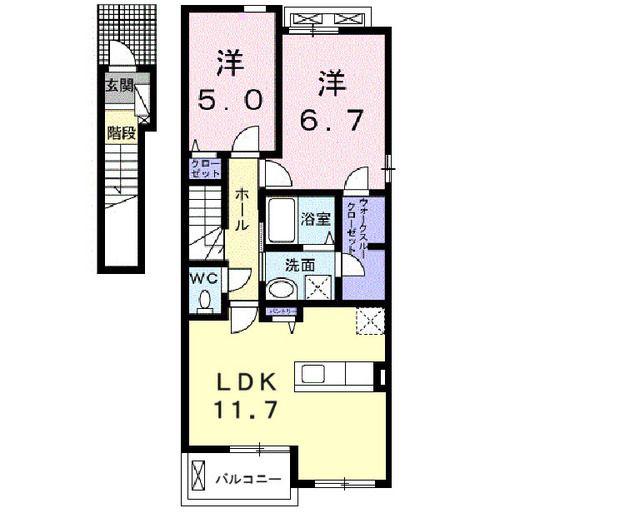 サンプラシード(2LDK/2階)の間取り写真