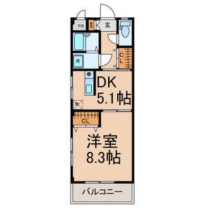 オータムライトⅤ(1DK/2階)の間取り写真