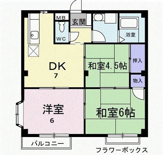 ハイツ春日(3DK/2階)の間取り写真