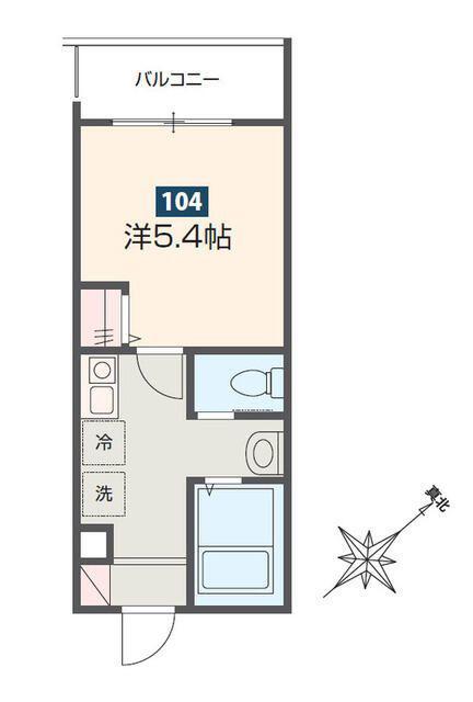MELDIA新百合ヶ丘(1K/2階)の間取り写真