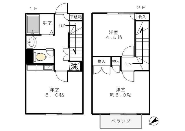 BUNGARAYA(2DK/2階)の間取り写真