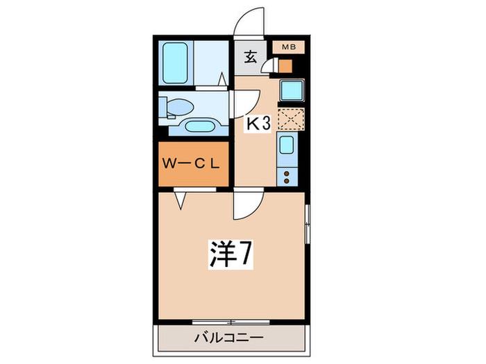 ベルソス高倉 A(1K/1階)の間取り写真