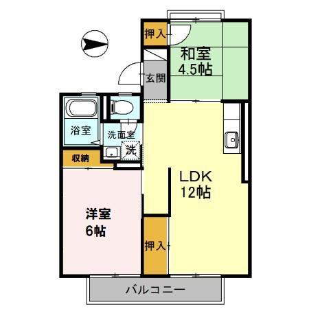 エルハイツ・イイダ(2LDK/2階)の間取り写真
