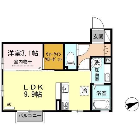 ヴィラ エトワール(1LDK/2階)の間取り写真