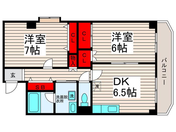 アクアコースト(2DK/5階)の間取り写真
